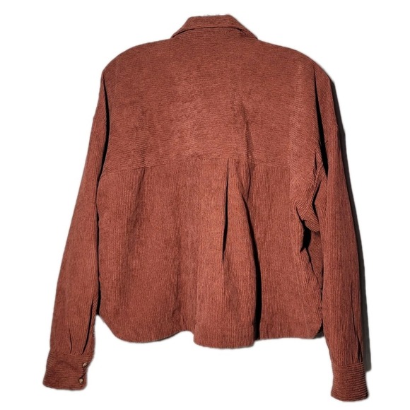 Madewell Womens Size Lg Corduroy Cropped Button-up Long Sleeve Shirt Terracota - Picture 2 of 6